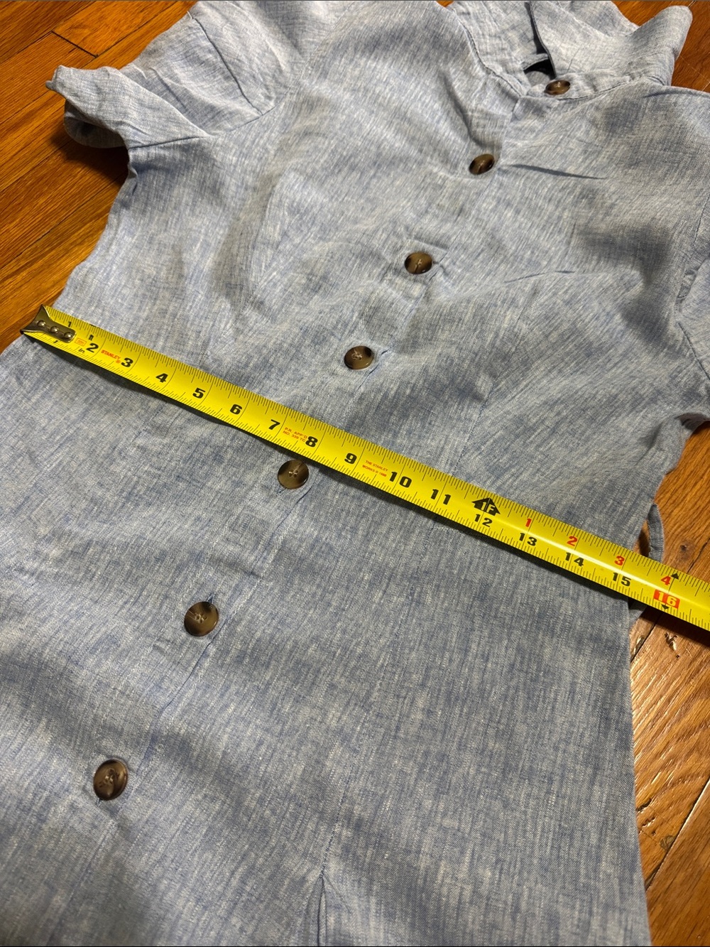 π Zara Light Blue Button-Front Midi Shirt Dress - Picture 9 of 16